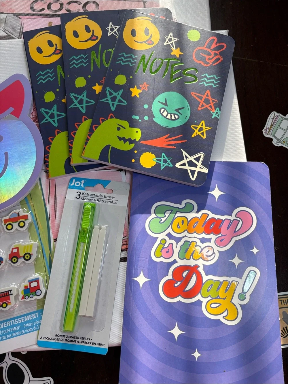 7 Assorted Journals & Notebook & Erasers